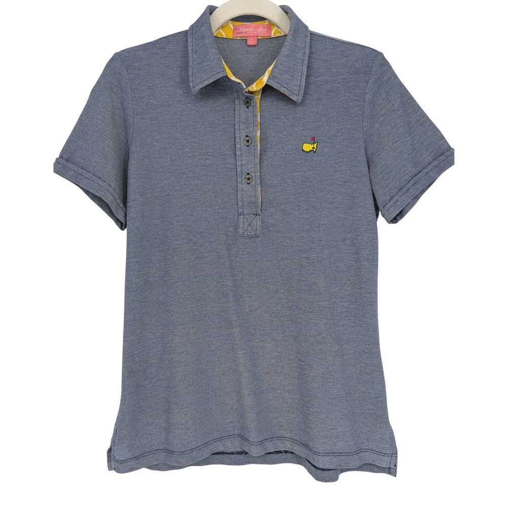 Magnolia Lane Masters Golf Polo Shirt Womens MD Blue Pima Cotton Logo Preppy